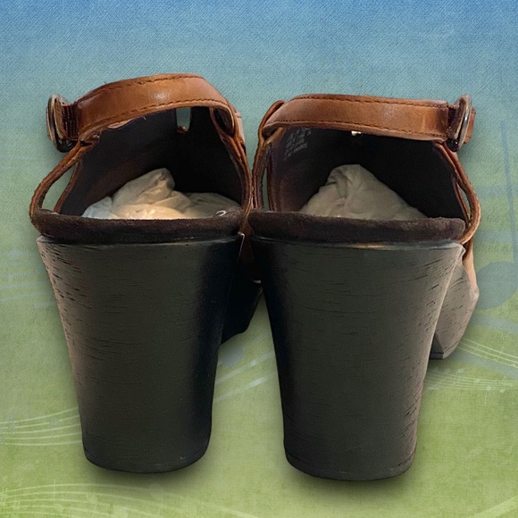 Indigo by Clarks Leather Split Seam Platform Mules Clogs Heels Slingback SZ 6M - Picture 8 of 11